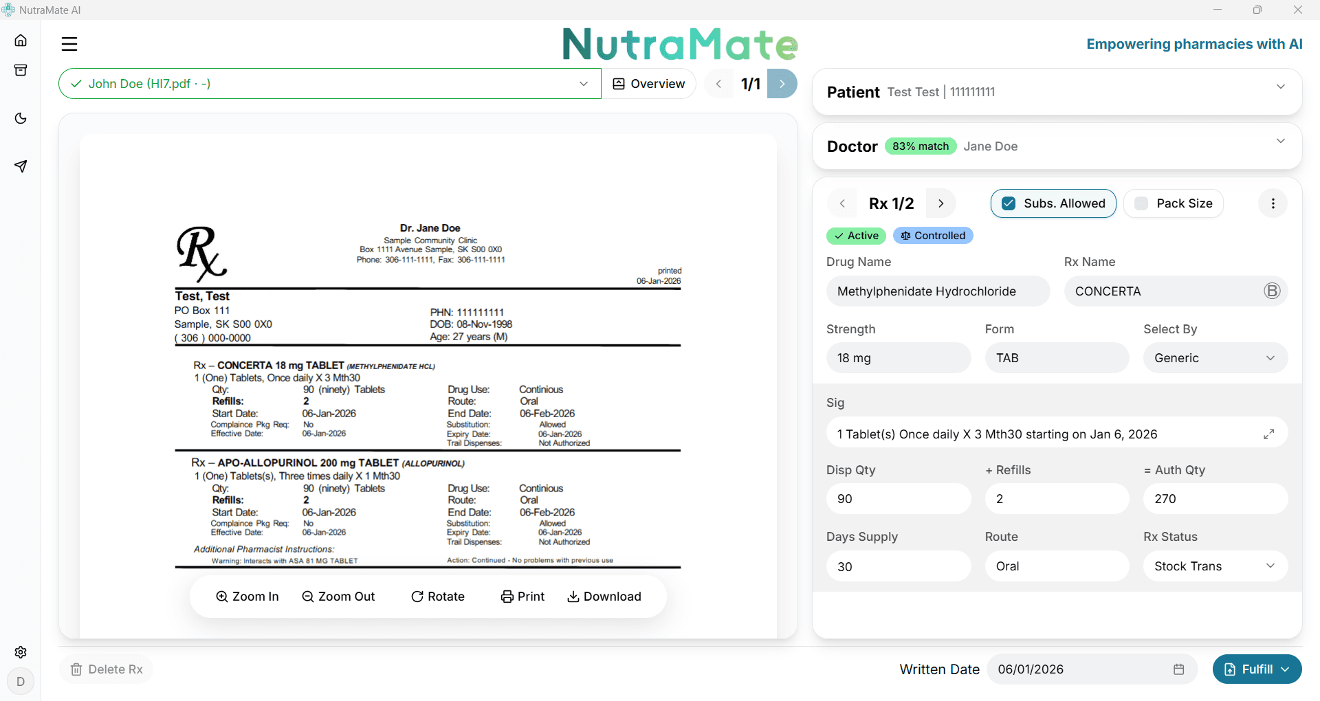 NutraMate Workspace