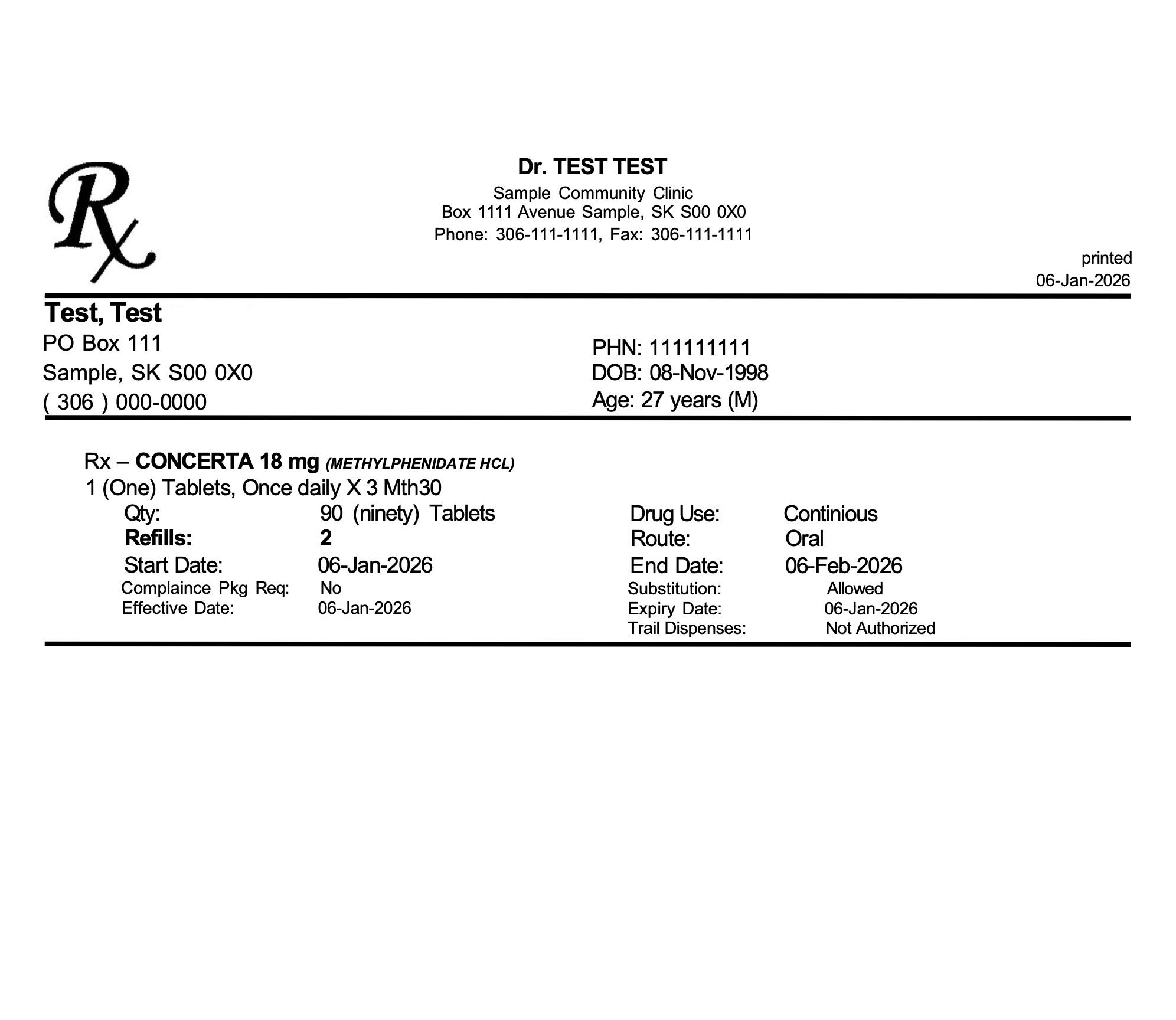Sample Prescription